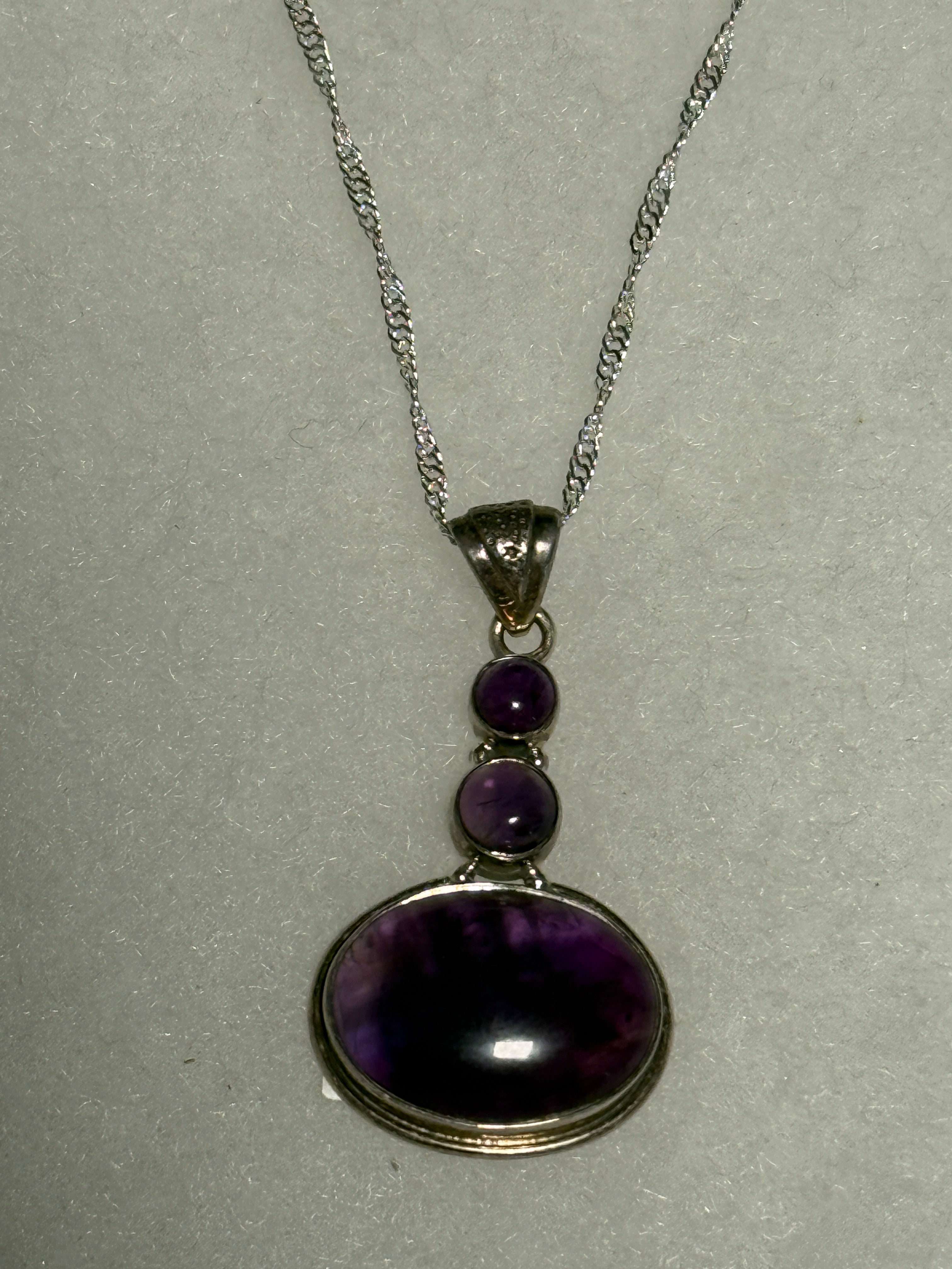 3 Stone Amethyst Cabochon