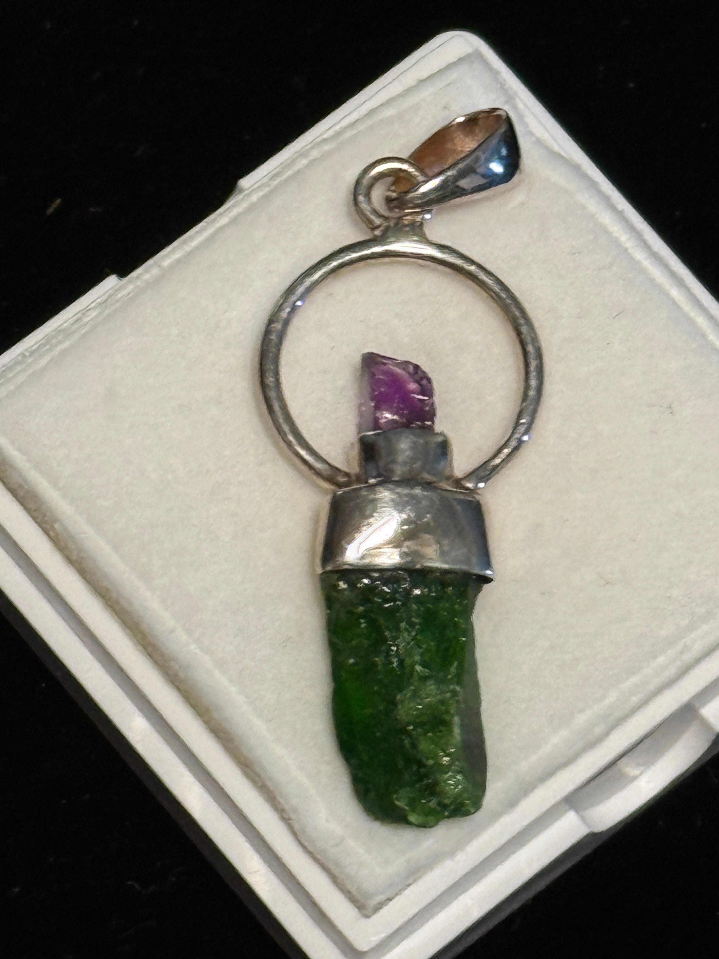 2 Stone Amethyst & Diopside Pendant