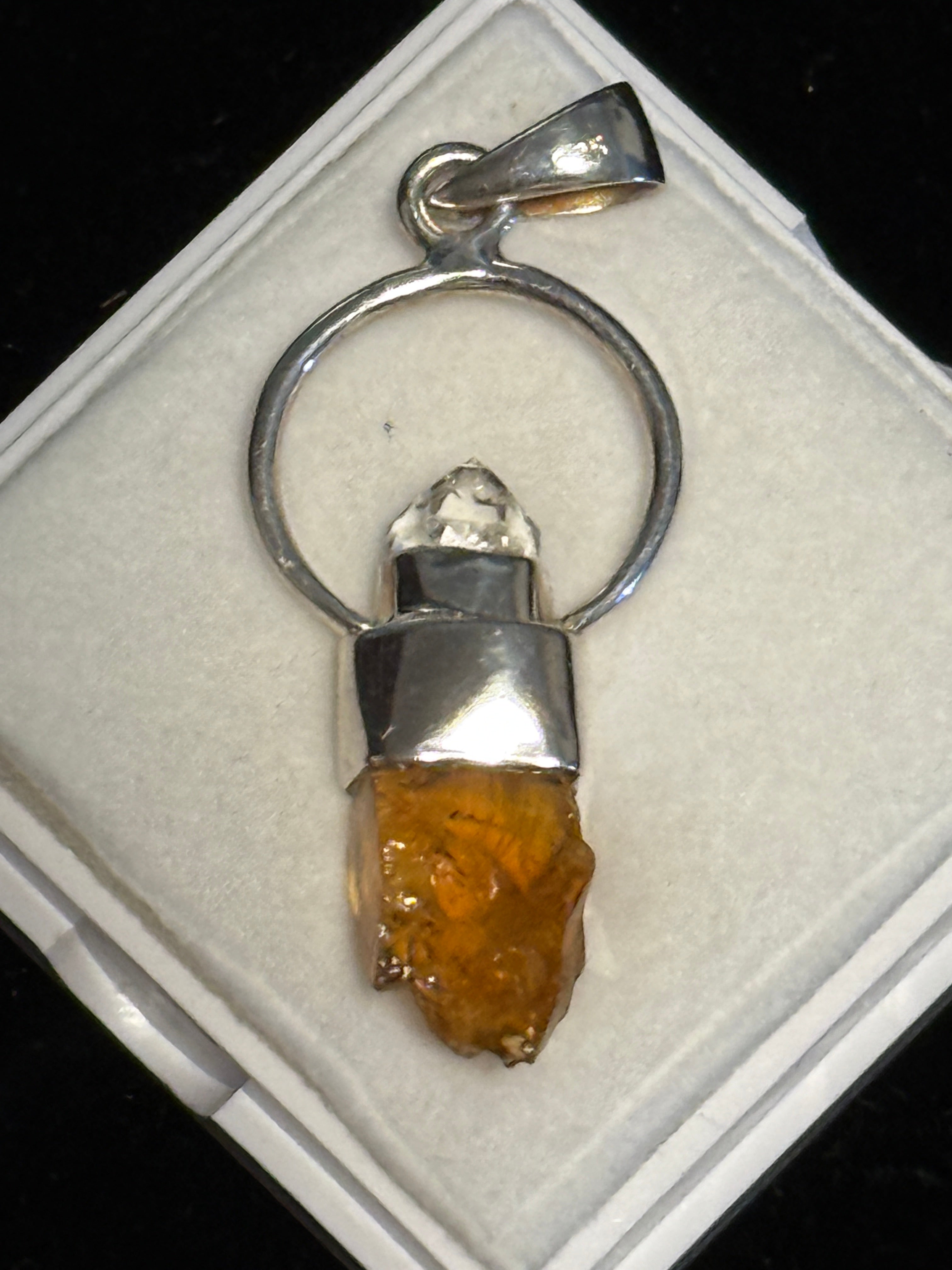 2 Stone Quartz & Citrine Pendant