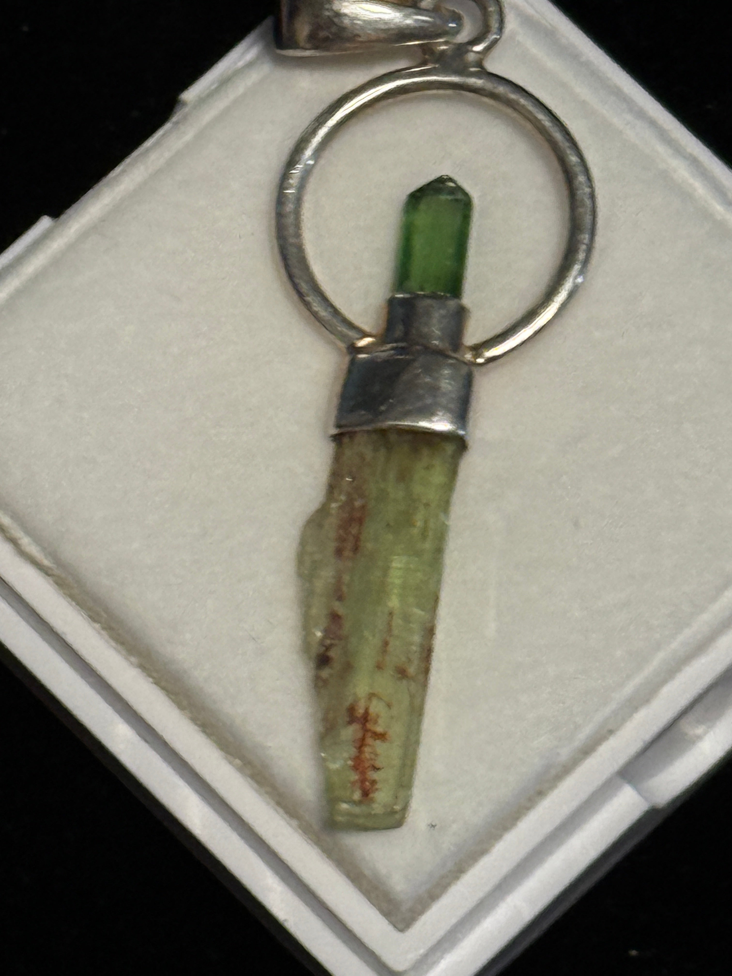 2 Stone Green Tourmaline & Mint Kyanite Pendant