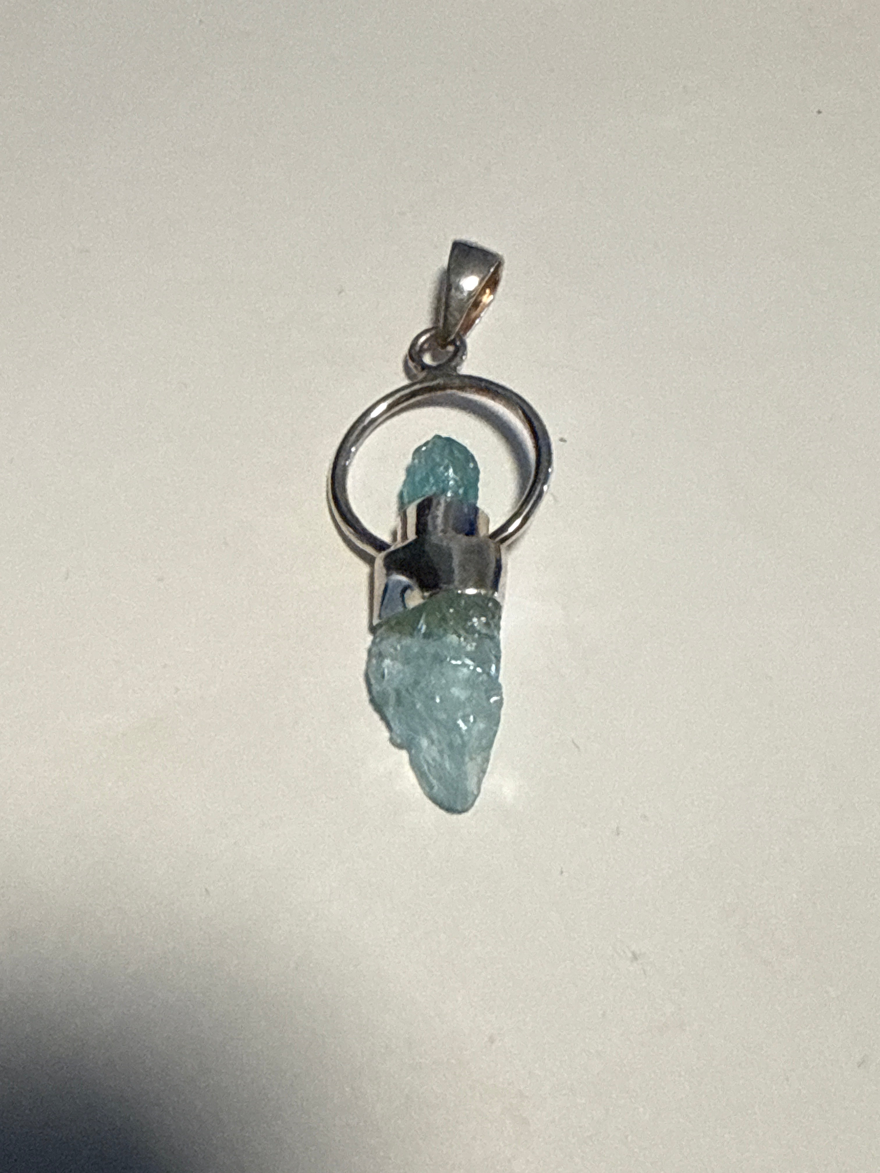 2 Stone Loop with aquamarine and blue apatite.