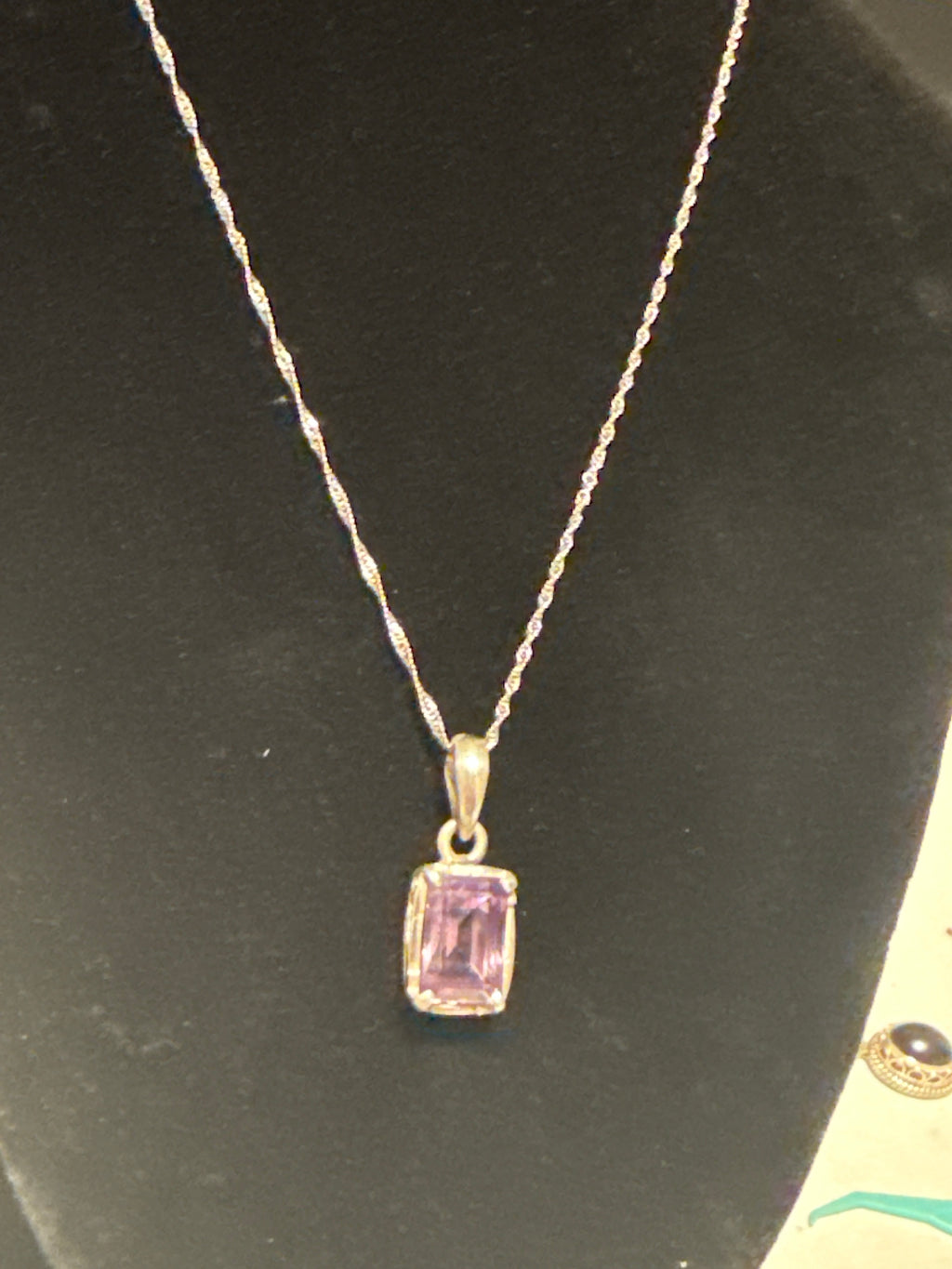 Brazilian facet amethyst, designer pendant with wave chain.