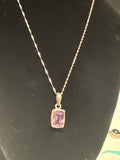 Brazilian facet amethyst, designer pendant with wave chain.