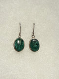 Congo Malachite cabochon dangle earrings.