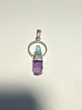 2 Stone Loop Blue Apatite with Amethyst