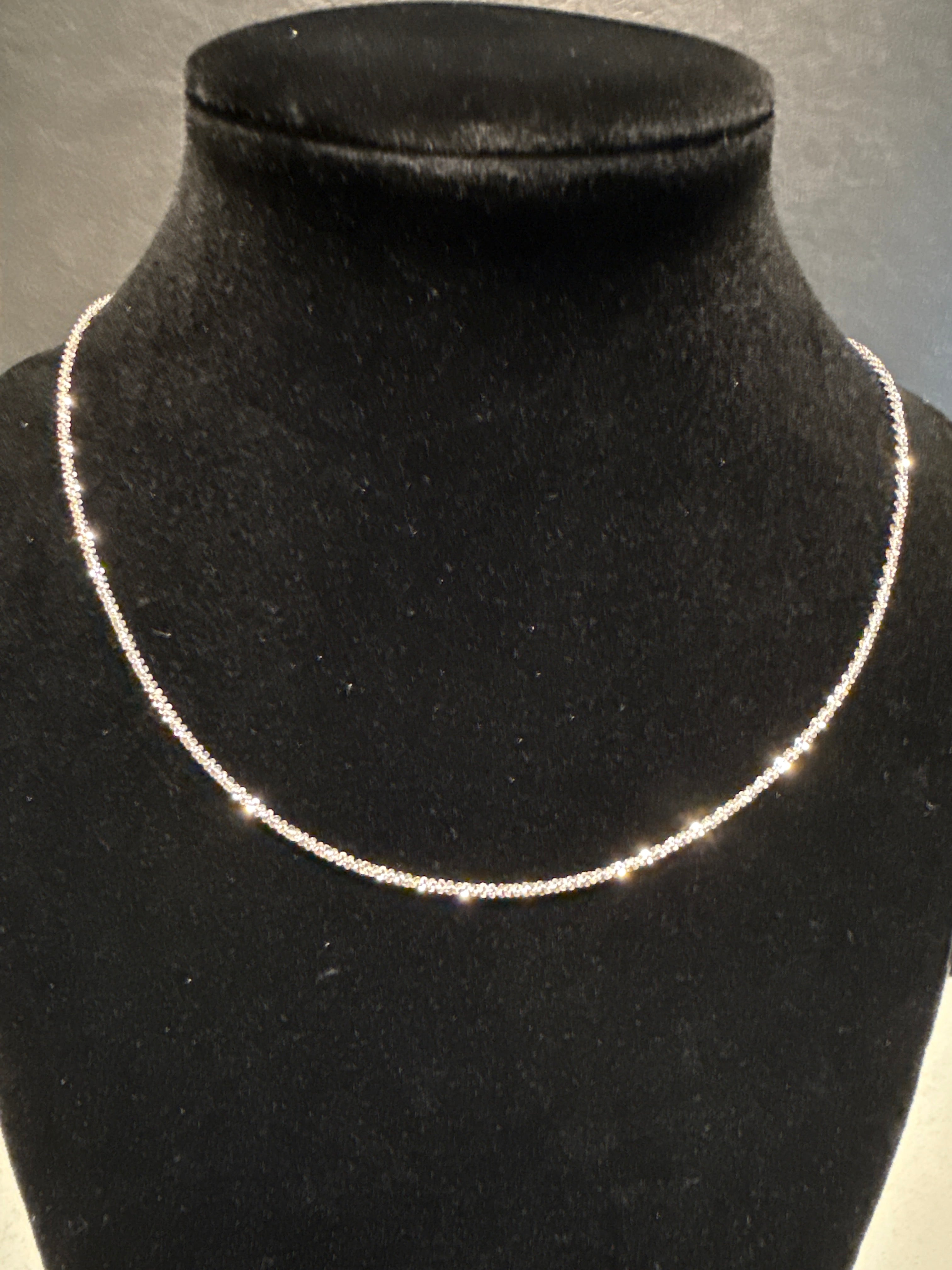 Sterling silver diamond cut glitter chain 1.5 mm ￼