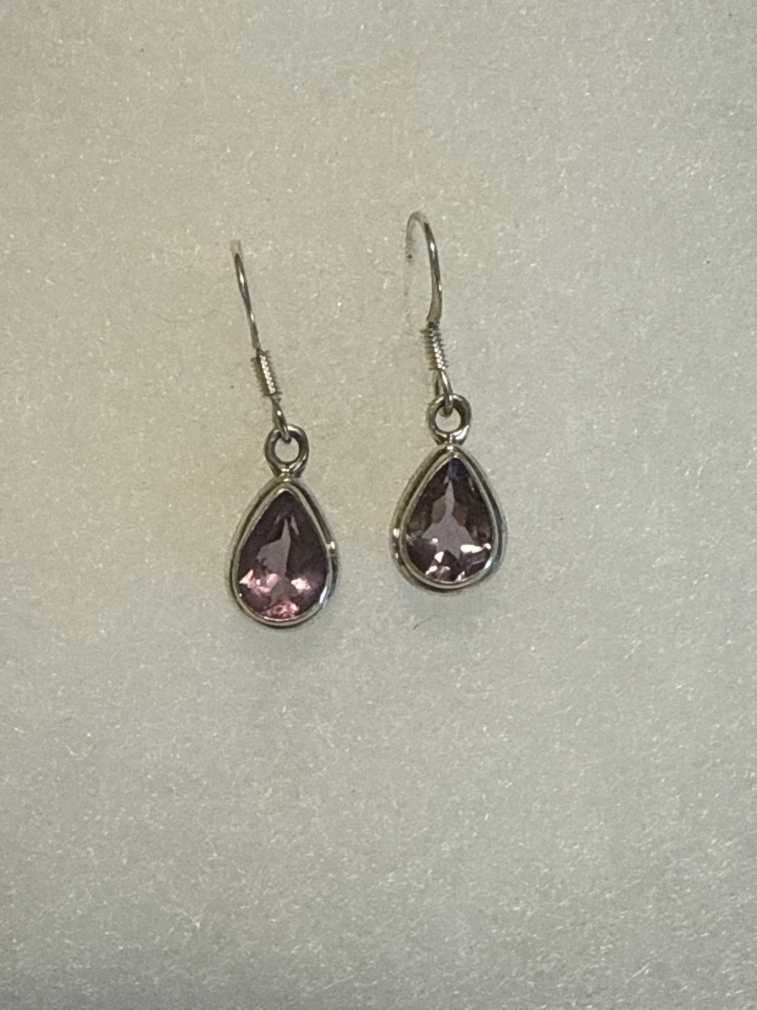Brazilian facet amethyst tear drop ear rings