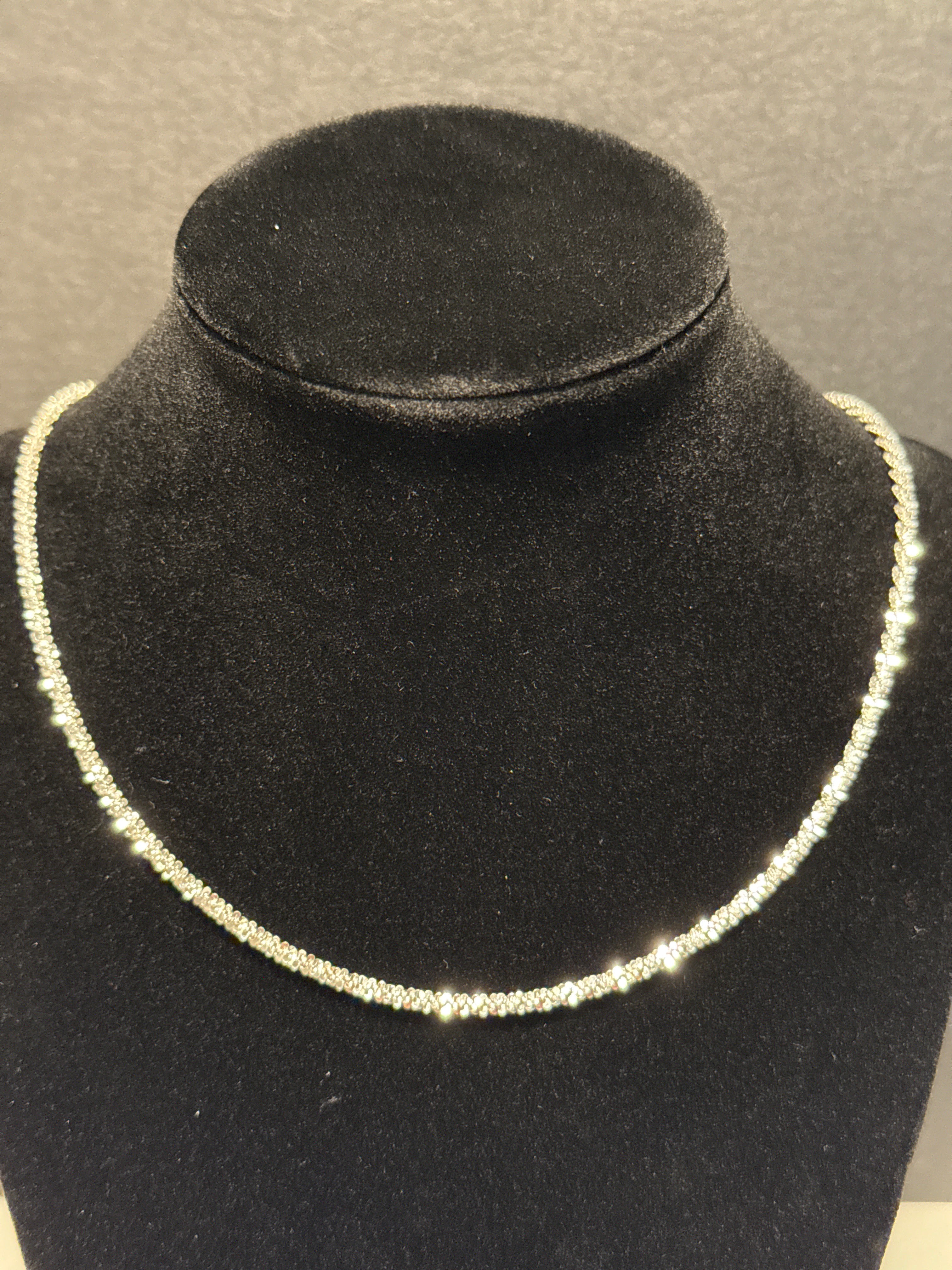 18 inch Italian, stirring silver sparkle rope chain