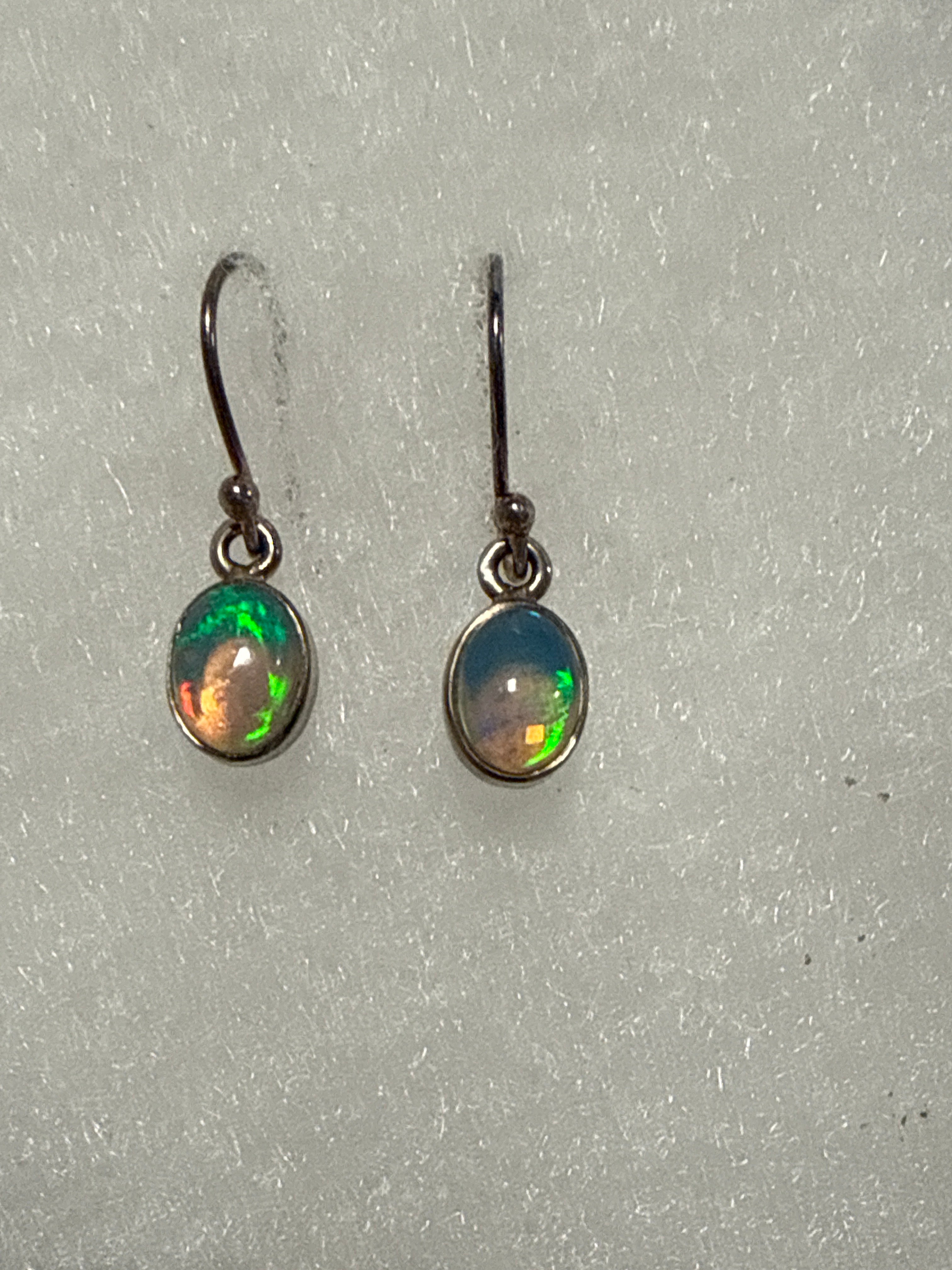 Brilliant Ethiopian cabochon opal earrings